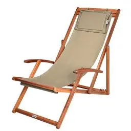 Produktbild: Casaria® Sonnenliege Holz Wetterfest Klappbar Verstellbar 160kg Belastbar Armlehne Nackenkissen Garten Balkon Liegestuhl Akazie 94x94x60cm Beige