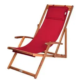 Produktbild: Casaria® Sonnenliege Holz Wetterfest Klappbar Verstellbar 160kg Belastbar Armlehne Nackenkissen Garten Balkon Liegestuhl Akazie 94x94x60cm Bordeauxrot