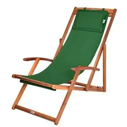 Produktbild: Casaria® Sonnenliege Holz Wetterfest Klappbar Verstellbar 160kg Belastbar Armlehne Nackenkissen Garten Balkon Liegestuhl Akazie 94x94x60cm Grün