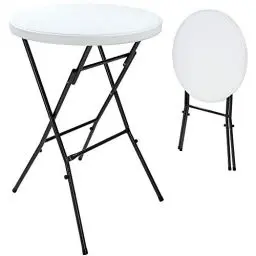 Produktbild: Casaria® Stehtisch 2er Set Klappbar Ø 72 cm Rund 110 cm Hoch Stabil Garten Wasserabweisend Metall Klapptisch Bistrotisch Partytisch Bar Biertisch Weiß