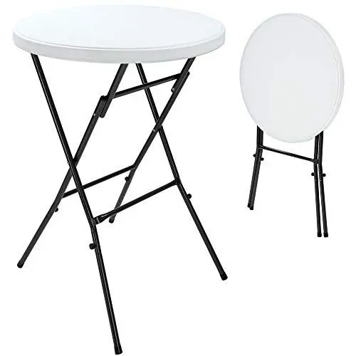 Produktbild: Casaria® Stehtisch 2er Set Klappbar Ø 72 cm Rund 110 cm Hoch Stabil Garten Wasserabweisend Metall Klapptisch Bistrotisch Partytisch Bar Biertisch Weiß