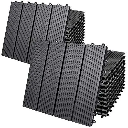 Produktbild: Casaria® WPC Fliesen 30x30 cm 22er Set 2m² Stecksystem Drainage Zuschneidbar Terrasse Balkon Garten klick Klassik Anthrazit
