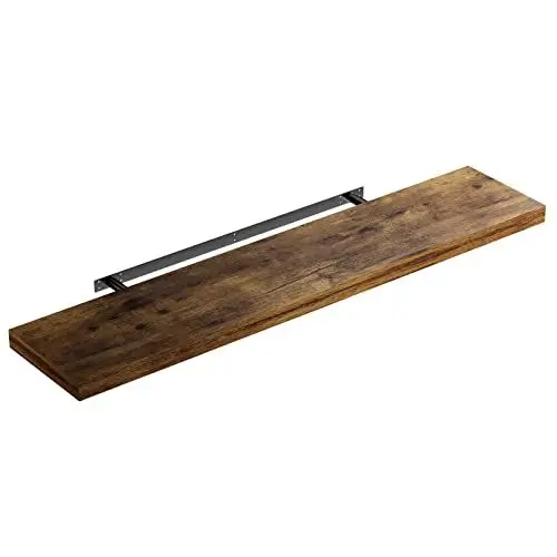 Produktbild: Casaria® Wandregal Holz Dunkle Eiche Hängeregal mit Halterung 15kg Tragkraft Küche Wohnzimmer Flur Schweberegal Bücherregal Regalbrett Schwebend 110cm