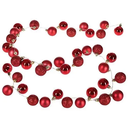 Produktbild: Casaria® Weihnachtskugeln Lichterkette 40 LED 2m Timer Innen Außen 8 Lichteffekte Kugeln Kunststoff Matt Christbaumschmuck Christbaumkugeln Rot