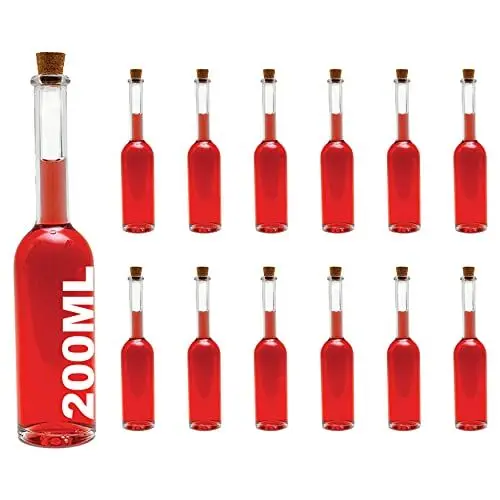 Produktbild: 12 leere Glasflaschen 200ml OPI mit Spitzkorken Verschluss 0,2 Liter l Likörflaschen Schnapsflaschen Essigflaschen Ölflaschen zum selbst befüllen von slkfactory