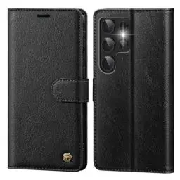 Produktbild: CASBST Handyhülle für Samsung Galaxy S24 Ultra Hülle mit Panzerglas Leder Schutzhülle Klappbar mit Kartenfach Ständer Magnet Handytasche mit RFID Flip Case Klapphülle für Samsung S24 Ultra Schwarz