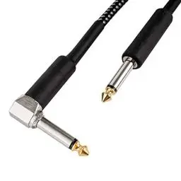 Produktbild: CASCHA Gitarrenkabel 6.3mm, Länge 3m, Professionelles Instrumentenkabel, Klinke auf Winkelklinke, Electric Guitar Amp Cable (Straight to Angled Jack), Schwarz