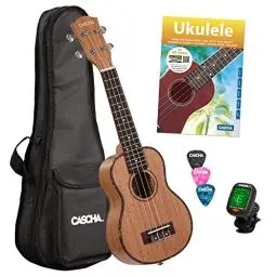 Produktbild: Cascha Sopran Ukulele Set Kinder Erwachsene I Ukulele Starter Kit 3 Plektren Tasche deutsches Lehrbuch Stimmgerät I Sopran Ukulele Mahagoni I Kleine Hawaii Gitarre für Anfänger Fortgeschrittene