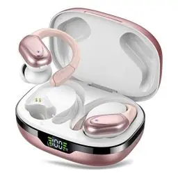 Produktbild: CASCHO Bluetooth Kopfhörer Sport, Kopfhörer Kabellos Bluetooth 5.3, 60 Std Kabellose Kopfhörer mit Tiefer Bass, In Ear Kopfhörer mit 4 ENC Klarer Mic, IPX7 wasserdichte Ohrhörer mit Ohrhaken Roségold