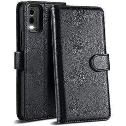 Produktbild: Case Collection für Nokia C32 Hülle - Leder Handyhülle mit Kartenfächern (RFID-Blockierung) Stoßfest (Ständer) Handy Schutzhülle für Nokia C32 Hülle