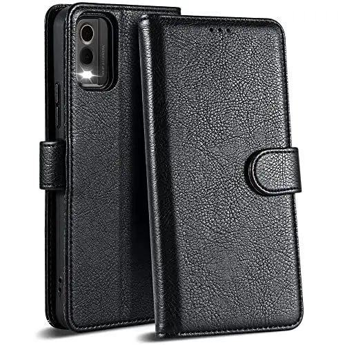 Produktbild: Case Collection für Nokia C32 Hülle - Leder Handyhülle mit Kartenfächern (RFID-Blockierung) Stoßfest (Ständer) Handy Schutzhülle für Nokia C32 Hülle