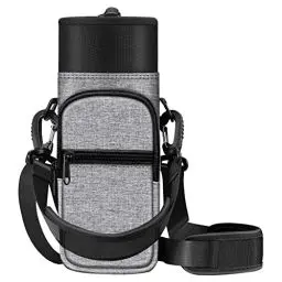 Produktbild: CASEBOT Tragetasche für Wasserflaschen, Flaschenhalter Trinkflasche Beutel mit Verstellbar Schultergurt und 2 Taschen fü Wandern Radfahren Camping Reisen Fitnesscenter