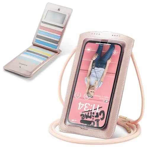 Produktbild: Casecond Handytasche zum Umhängen Geldbörse Universal Crossbody Handy Tasche Kleine Umhängetasche Damen mit Handykette für iPhone 15 14 11 Samsung Z Flip 5 4 S24 S23 Xiaomi Redmi Bis zu 7.5