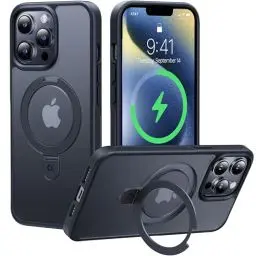 Produktbild: CASEKOO Magic Stand für iPhone 13 Pro Max Hülle für MagSafe (Militärschutz) (Unsichtbarer Ständer) Stoßfeste Handyhülle iPhone 13 Pro Max Case Dünne Griffige Matte Schutzhülle - Edel Schwarz