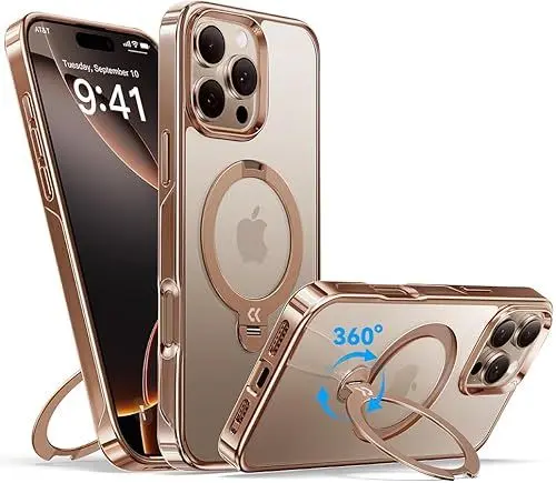 Produktbild: CASEKOO Titan Wüstensand Original für iPhone 16 Pro Hülle mit MagSafe (360° Drehständer) (Kratzfest & vergilbungssicher) (MIL-STD-810H Militärstandard) Griffige Handyhülle iPhone 16 Pro Case - Gold
