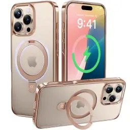 Produktbild: CASEKOO Original Titan Wüstensand für iPhone 16 Pro Max Hülle mit MagSafe & Unsichtbarer Ständer (Militärschutz) (Vergilbungsfrei) Clear Case Dünn Handyhülle Stoßfest Schutzhülle Cover Gold