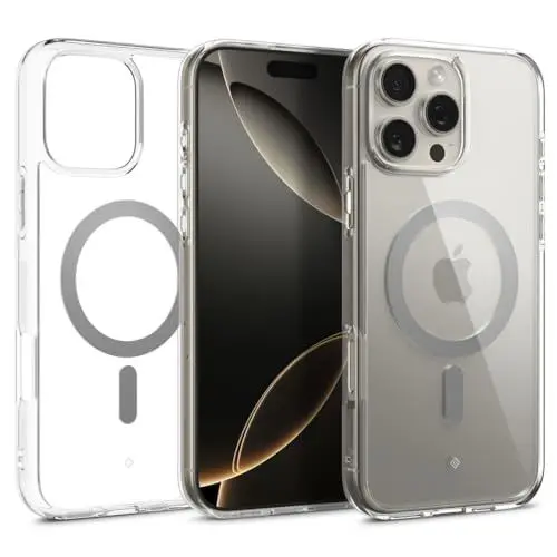 Produktbild: Caseology Capella Mag für iPhone 16 Pro Hülle (Ultraklar) Magnetischer Fallschutz in Militärqualität mit seitlichem Griffmuster, Schutzhülle für iPhone 16 Pro - Clear Gray