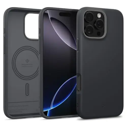 Produktbild: Caseology Nano Pop Mag für iPhone 16 Pro Hülle (Weiches und staubfreies Material) Magnetischer Fallschutz in Militärqualität mit seitlichem Griffmuster, Schutzhülle für iPhone 16 Pro - Black Sesame
