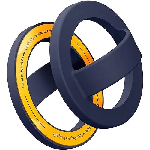 Produktbild: Caseology Nano Pop Magnetischer Silikon Ringhalter mit Schlaufenhalterung für iPhone 15 Serie, iPhone 14 Serie, 13 Serie, 12 Serie - Blueberry Navy