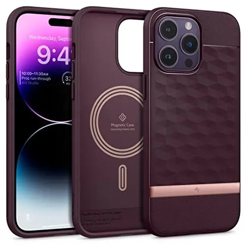 Produktbild: Caseology Parallax Mag Hülle Kompatibel mit iPhone 14 Pro - Burgundy