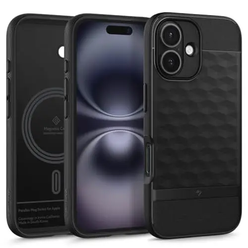 Produktbild: Caseology Parallax Mag für iPhone 16 Plus Hülle (Ergonomischer 3D Hexa Cube) Magnetische Schutzhülle mit Fallschutz in Militärqualität für iPhone 16 Plus -Matte Black