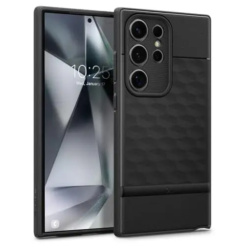 Produktbild: Caseology Parallax für Samsung Galaxy S24 Ultra, (Fallschutz in Militärqualität) S24 Ultra-Hülle, ergonomische 3D-Hexa-Würfel-Designhülle für Samsung Galaxy S24 Ultra - Matt Schwarz