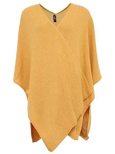 Produktbild: Cashmere Dreams Poncho-Schal mit Kaschmir - Hochwertiges Cape für Damen - XXL Umhängetuch und Tunika mit Ärmel - Strick-Pullover - Sweatshirt - Stola für Sommer und Winter Zwillingsherz - gelb