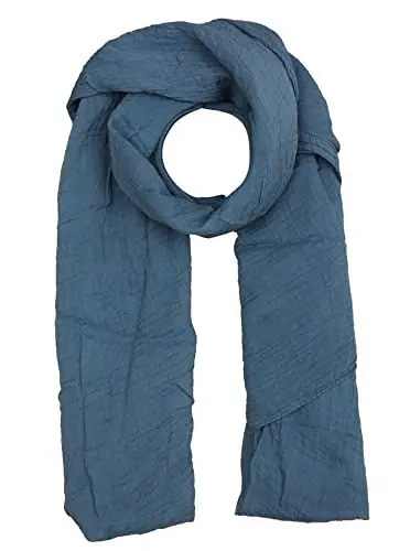 Produktbild: Cashmere Dreams Seiden-Tuch im Uni Design - Hochwertiger Schal für Damen Mädchen - Halstuch - Umschlagstuch - Loop - weicher Schlauchschal für Sommer Herbst und Winter Zwillingsherz, Blau/grau