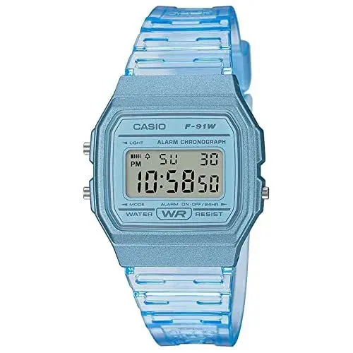 Produktbild: Casio Damen Digital Quarz Uhr mit Resin Armband F-91WS-2EF, Blau