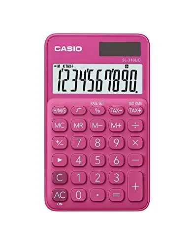 Produktbild: CASIO Taschenrechner SL-310UC, 10-stellig, Trendfarben, Steuerberechnung, Tausenderunterteilung, Solar-/Batteriebetrieb, 1 Stück, 0.8 x 7 x 11.8 cm