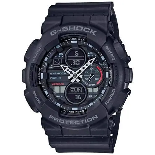 Produktbild: Casio Herren Quartz Armbanduhr, 49.00mm GehäusegröÃŸe mit schwarz analog/digital Zifferblatt und schwarz Rubber Strap Armband GA-140-1A1ER