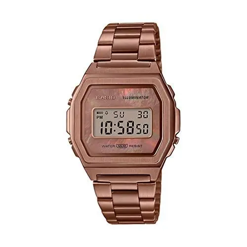 Produktbild: Casio Damen Digital Quarz Uhr mit Edelstahl Armband A1000RG-5EF