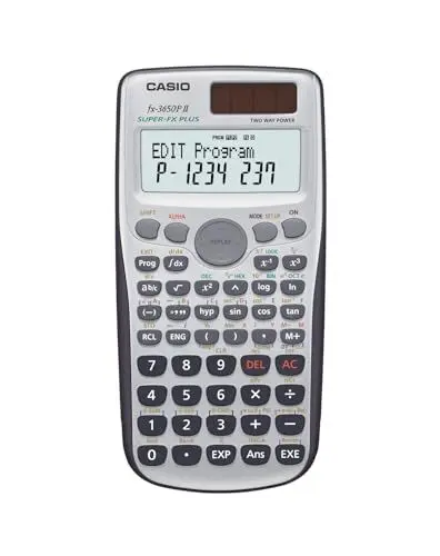 Produktbild: Casio FX-3650P II programmierbarer Rechner mit 279 Funktionen, 2-Zeilen-Display, Batterie/Solarzelle