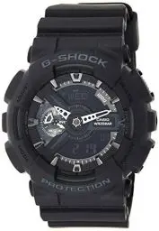 Produktbild: Casio Herren Quartz Armbanduhr, 51.00mm GehäusegröÃŸe mit schwarz analog/digital Zifferblatt und schwarz Plastic/Resin Strap Armband GA-110-1BER