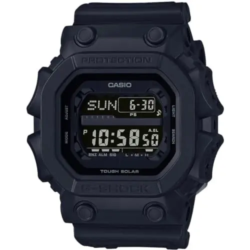 Produktbild: Casio Herren Solar Armbanduhr, 54.00mm GehäusegröÃŸe mit schwarz digital Zifferblatt und schwarz Rubber Strap Armband GX-56BB-1ER