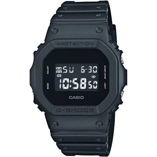 Produktbild: Casio Herren Quartz Armbanduhr, 43.00mm GehäusegröÃŸe mit LCD digital Zifferblatt und schwarz Rubber Strap Armband DW-5600BB-1ER