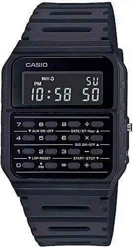 Produktbild: Casio Unisex Quartz Armbanduhr, 34.40mm GehäusegröÃŸe mit schwarz digital Zifferblatt und schwarz Plastic/Resin Strap Armband CA-53WF-1BEF