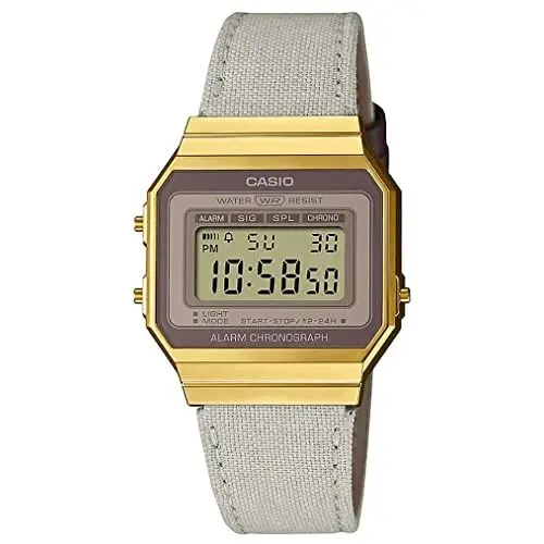 Produktbild: Casio Damen Quartz Armbanduhr, 37.40mm GehäusegröÃŸe mit Clear digital Zifferblatt und Beige Fabric Strap Armband A700WEGL-7AEF