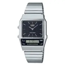 Produktbild: Casio Qd Black CINT Silver Bracelet 40.7 Herrenuhr, Quarz, Quarz – CA.AQ-800E-1AEF