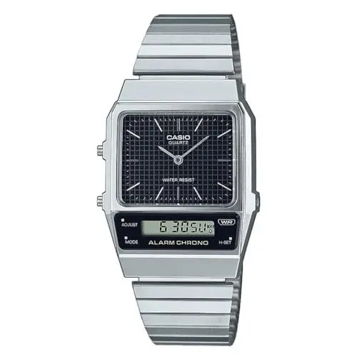 Produktbild: Casio Qd Black CINT Silver Bracelet 40.7 Herrenuhr, Quarz, Quarz – CA.AQ-800E-1AEF
