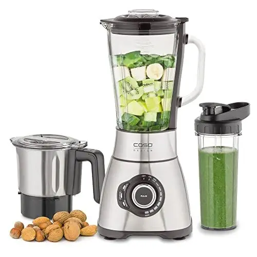 Produktbild: CASO B 1800 PowerBlender-Set - Standmixer, 28.000 U/min, Glasbehälter 1,75 L, inkl. Trinkflasche und Zerkleiner, Mixer Testsieger mit sehr gut, Edelstahl