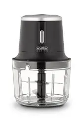Produktbild: CASO Chop & Go – kabelloser Design Zerkleinerer mit 4 Edelstahlklingen, flexibel und überall einsatzbereit, bis zu 60 Min. Laufzeit, 2.300 U/min, vielseitiges Zubehör, Schwarz