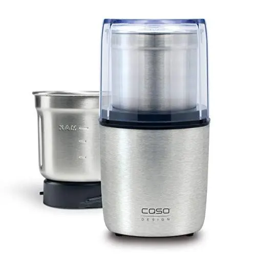 Produktbild: CASO Coffee & Kitchen Flavour, elektrische Kaffeemühle aus Edelstahl, Zerkleinerer mit extra Edelstahlbehälter für Pesto, Nüsse, Gewürze, Kräuter uvm., 200 Watt, Silber