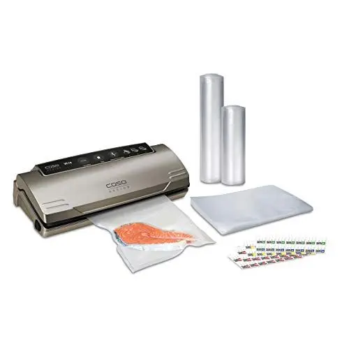 Produktbild: CASO VC 10 Sonderedition - Vakuumierer mit umfangreichem Zubehör, Testurteil Sehr Gut, inkl. 50 Profi-Folienbeutel und 2 Profi-Folienrollen, Silber