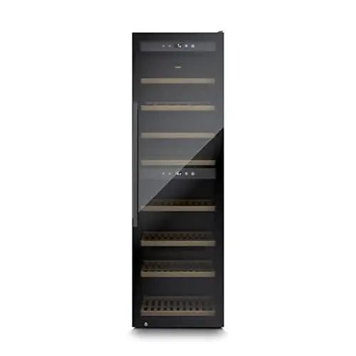 Produktbild: CASO WineExclusive 180 Smart - Design Weinkühlschrank für bis zu 180 Flaschen - Zwei getrennte Temparaturzonen einstellbar von 5°-20°C für Rot- & Weißwein, LED beleuchtet, mit Wi-Fi Modul und App