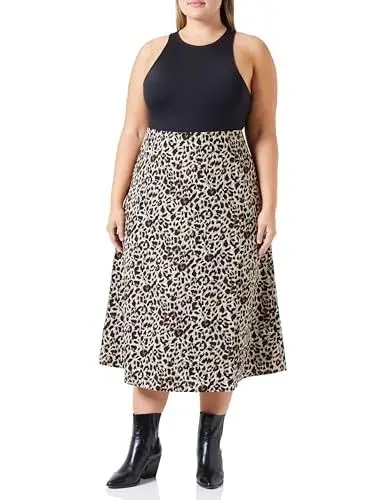Produktbild: caspio Women's Damen Midirock Print 19226419-CA06, Beige Leo, XL Skirt