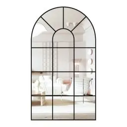 Produktbild: CASSILANDO Gewölbte Fenster Wandspiegel, 80x50cm, dekorativer Spiegel, Eitelkeitsspiegel für Badezimmer, Schlafzimmer, Wohnzimmer, Fensterscheibe Spiegel, Bauernhaus Spiegel für Wand Dekor, Schwarz