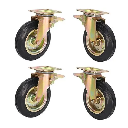 Produktbild: Caster Wheels, 4Pcs 8in Lenkrollen mit Bremse 1 Paar Universal Workbench Cart Caster, für Möbel Einkaufswagen Werkbank Geräuschlose Schwerlast Räder