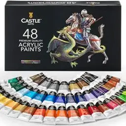 Produktbild: Castle Art Supplies 48 x 22ml Acrylfarben-Set | All-inclusive-Set für Anfänger und Profis | Hochwertige, intensive Farben | Einfache Anwendung, viele Oberflächen | Schöne Präsentationsbox