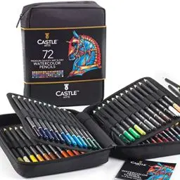 Produktbild: Castle Art Supplies 72 Aquarellstifte Set | Leuchtende Pigmente zum Vermischen, Zeichnen und Malen | Für erfahrene Künstler, Hobby- und Profilkünstler I In strapazierfähigem Reißverschlussetui